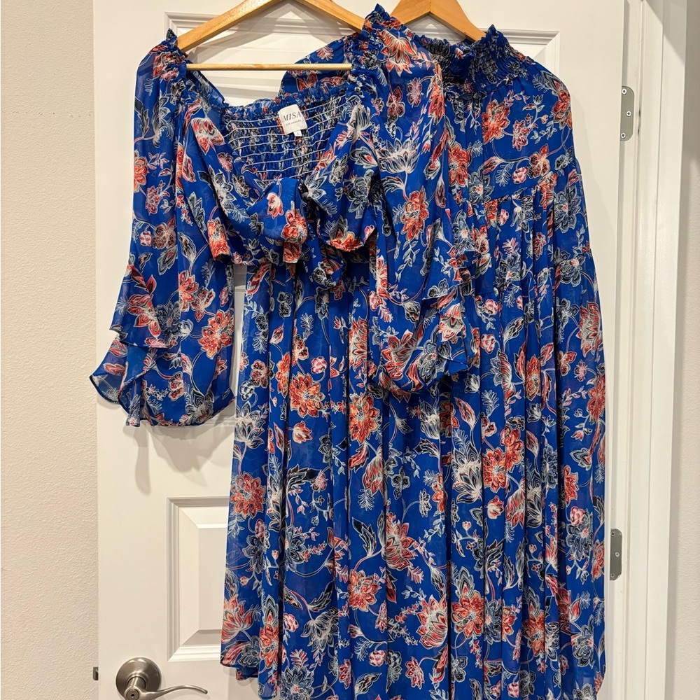 Misa Los Angeles Blue Floral Maxi Dress